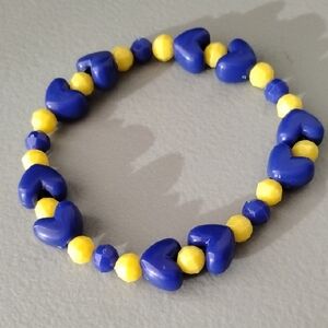 Fashion Jewelry Blue and Yellow Heart Bracelet for Kids